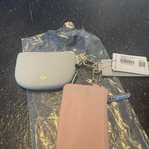 Lululemon Cream and Gray Dual Pouch Wristlet